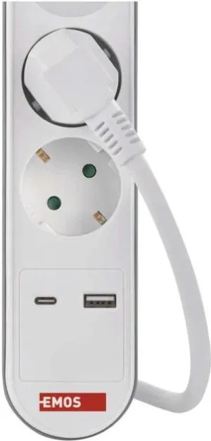 Сетевой удлинитель Emos 3 розетки 2 м 1,5 мм USB-A USB-C P1322PD, Сетевые фильтры (удлинители) - фото 7