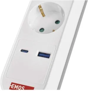Мережевий подовжувач Emos 5 розеток 3 м 1,5 мм USB-A USB-C P1523FC, Мережеві фільтри (подовжувачі) - фото 4