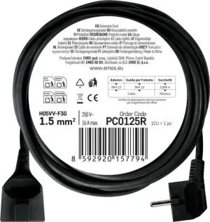 Мережевий подовжувач EMOS 1 розетка 5 м PC0125R, Мережеві фільтри (подовжувачі) - фото 4