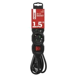 Мережевий подовжувач Emos 3 розетки 1,5м 1,5мм PC1321R, Мережеві фільтри (подовжувачі) - фото 1