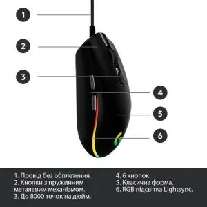 Мышка Logitech G102 Lightsync Black (910-005823) U0443335, Мышки - фото 2