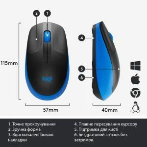Мышка Logitech M190 Blue (910-005907) U0459601, Мышки - фото 2