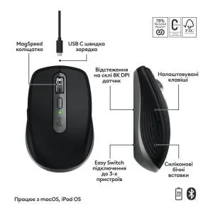 Мышка Logitech MX Anywhere 3S для MAC Wireless Space Grey (910-006947) U0946970, Мышки - фото 8