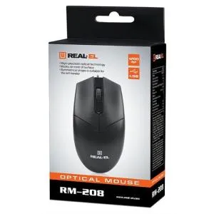 Мышка REAL-EL RM-208 USB Black (EL123200030) U0424257, Мышки - фото 1