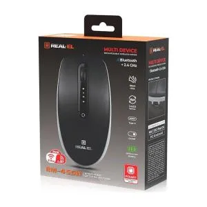 Мишка REAL-EL RM-455W Wireless/Bluetooth Black/Gray (EL123200047) U0984810, Мишки - фото 1