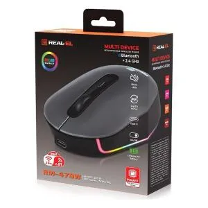 Мишка REAL-EL RM-470W Wireless/Bluetooth Dark Gray (EL123200049) U0984814, Мишки - фото 1