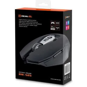 Мышка REAL-EL RM-525 USB Black (EL123200029) U0398405, Мышки - фото 1