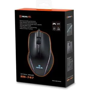 Мышка REAL-EL RM-747 USB Black (EL123200028) U0379518, Мышки - фото 1
