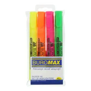 Набір з 4-х текст-маркерів, 1-4.6 мм BUROMAX BM.8906-94, Для виділення тексту