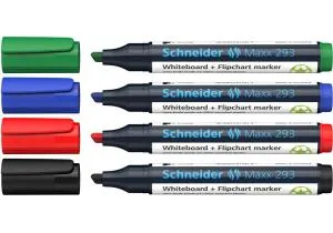 Набор 4 маркера SCHNEIDER MAXX 293 для досок и флипчартов в картонной упаковке S129394, Маркеры специальные
