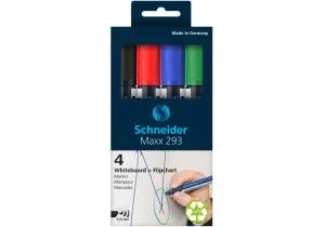 Набір 4 маркера SCHNEIDER MAXX 293 для дощок та фліпчартів у картонній упаковці S129394, Спеціальні маркери - фото 1