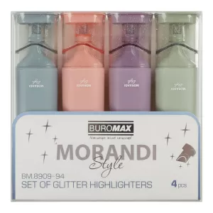 Набір із 4-х маркерів Buromax MORANDI STYLE Glitter 2-4.5 мм BM.8908-94