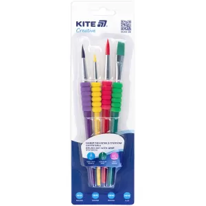 Набір із 4-x пензлів з грипом синтетика Kite Creative K-334