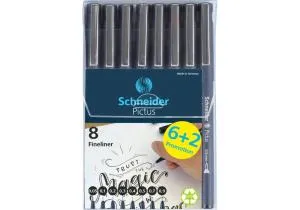 Набор лайнеров SCHNEIDER PICTUS для черчения и рисования 8 шт черный S197598, Линеры