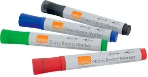 Набір маркерів Nobo Glass Whiteboard Marker для скляних дощок 4 штуки 1905324