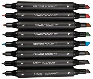 Набір маркерів з двома накінечниками Derwent Academy Twin-Tip Markers - Chisel, 8 шт 98208 - Фото 2