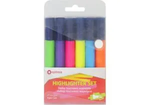 Набор текстовых маркеров Optima 1-4,5 мм 6 цветов в пенале O15830, Для выделения текста