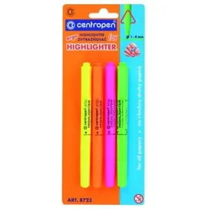 Набір текстових маркерів Highlighter 4 шт. 1-4 мм Centropen 8722/4/BL - Фото 1