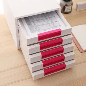 Настольный короб Deli с 5 ящиками цвет белый/розовый Z01043, Подставки настольные - фото 4