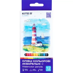 Карандаши цветные акварельные Kite Classic 12 шт K-1049 - Фото 2