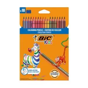 Карандаши цветные BIC Еволюшн Страйпс 18 шт bc525439, Цветные