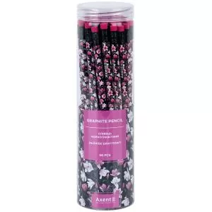 Карандаш графитный Axent HB Floral Black 9009/36 - Фото 1