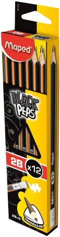 Карандаш MAPED графитовый BLACK PEPS 2B с ластиком MP.851722, Простые