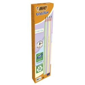 Карандаш графитовый BIC ЭКОЛЮШЕН Пастель без резинки коробка 12шт bc518307, Карандаши простые - фото 1