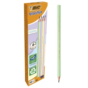 Карандаш графитовый BIC ЭКОЛЮШЕН Пастель без резинки коробка 12шт bc518307, Простые