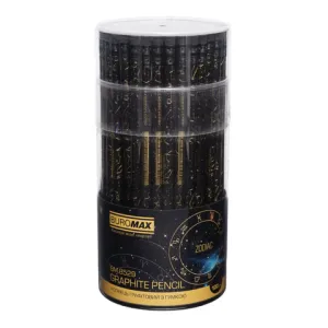 Карандаш Buromax графитовый HB BLACK ZODIAC с резинкой BM.8529, Простые