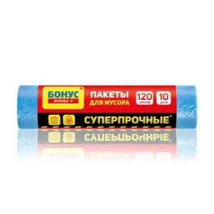 Пакет для сміття БОНУС п/с 120л/10шт чорний bn.24878, Пакети сміттєві
