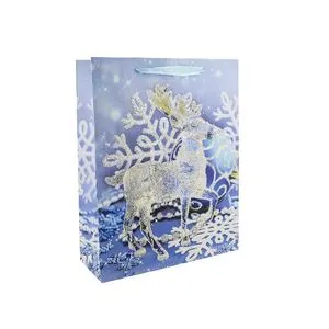 Пакет новорічний 18х24х8.5 см, 4 дизайна AG91315 ANGEL GIFTS, Пакети подарункові