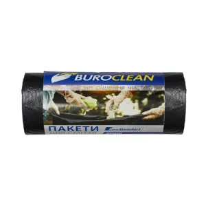 Пакеты для мусора Buroclean 120л10шт 700x1080мм крепкие черные 19мкм ПВТ LDPE EuroStandart 10200044, Пакеты мусорные