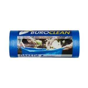 Пакеты для мусора Buroclean 120л20шт 700x1080мм голубые 19мкм ПВТ LDPE EuroStandart 10200048, Пакеты мусорные