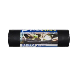 Пакеты для мусора Buroclean 240л10шт 950*1050мм черные крепкие 35мкм ПВТ LDPE ECO 10200063, Пакеты мусорные