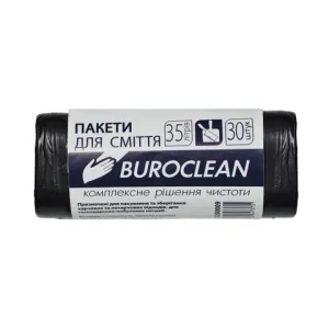 Пакеты для мусора Buroclean 35л30шт 450*550мм 7мкм ПНТ HDPE ECO 10200010, Пакеты мусорные