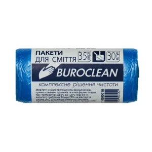 Пакеты для мусора Buroclean 35л30шт 450x550мм 7мкм ПНТ HDPE ECO 10200010, Пакеты мусорные