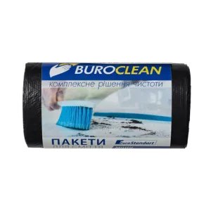 Пакеты для мусора Buroclean 35л30шт 450*580мм крепкие черные 14мкм ПВТ LDPE EuroStandart 10200008, Пакеты мусорные