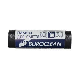 Пакеты для мусора Buroclean 60л20шт 580*650мм 7мкм ПНТ HDPE ECO 10200029, Пакеты мусорные