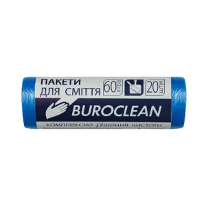 Пакеты для мусора Buroclean 60л20шт 580x650мм 7мкм ПНТ HDPE ECO 10200029, Пакеты мусорные