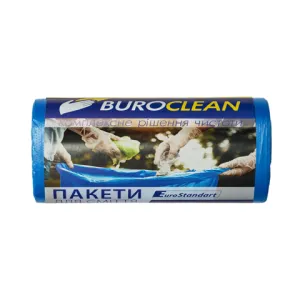 Пакеты для мусора Buroclean 60л20шт 600*700мм голубые 17мкм ПВД LDPE EuroStandart 10200034, Пакеты мусорные