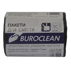 Пакети для сміття Eurostandart щільні чорні, 35 л, 100 шт, BuroClean, 10200022