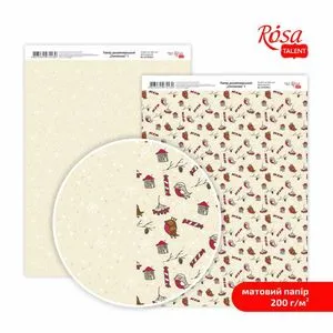 Бумага дизайнерская двухсторонняя матовая, christmas, A4, Rosa Talent 5318033, Бумага для творчества