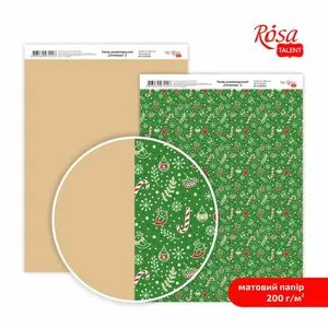 Бумага дизайнерская двухсторонняя матовая, christmas, A4, Rosa Talent 5318034, Бумага для творчества