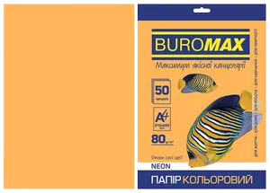 Набір кольорового паперу А4, 80г/м2, NEON, 50 аркушів BUROMAX BM.2721550 - Фото 1
