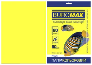 Папір кольоровий А4, 80г/м2, NEON, 20 аркушів, BUROMAX BM.2721520 - Фото 1