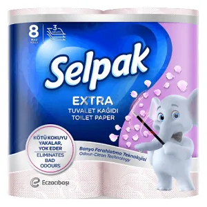 Туалетная бумага целлюлозная Selpak Extra 8 рул 3х слойная sp.50969, Туалетная бумага
