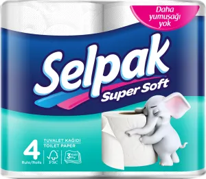 Туалетний папір целюлозний Selpak 4 рул 3х шаровий sp.04492, Туалетний папір