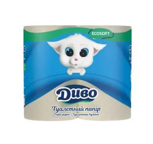 Папір туалетний на гільзі Диво PROMO 2ш 4 рулони Сірий 150 аркушів 20 51907, Туалетний папір