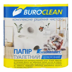 Бумага туалетная целлюлоза BUROCLEAN EuroStandart 10100065 4 рул 10100013, Туалетная бумага